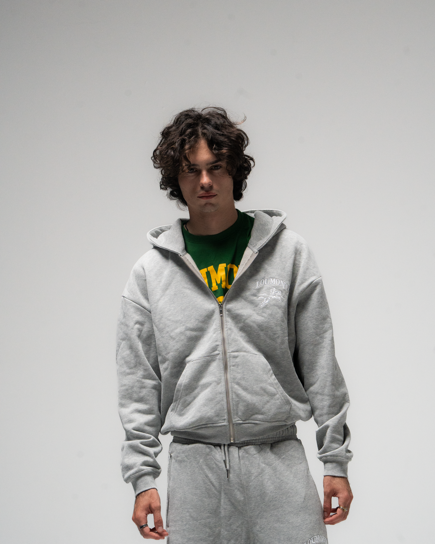 GREY ZIP HOODIE