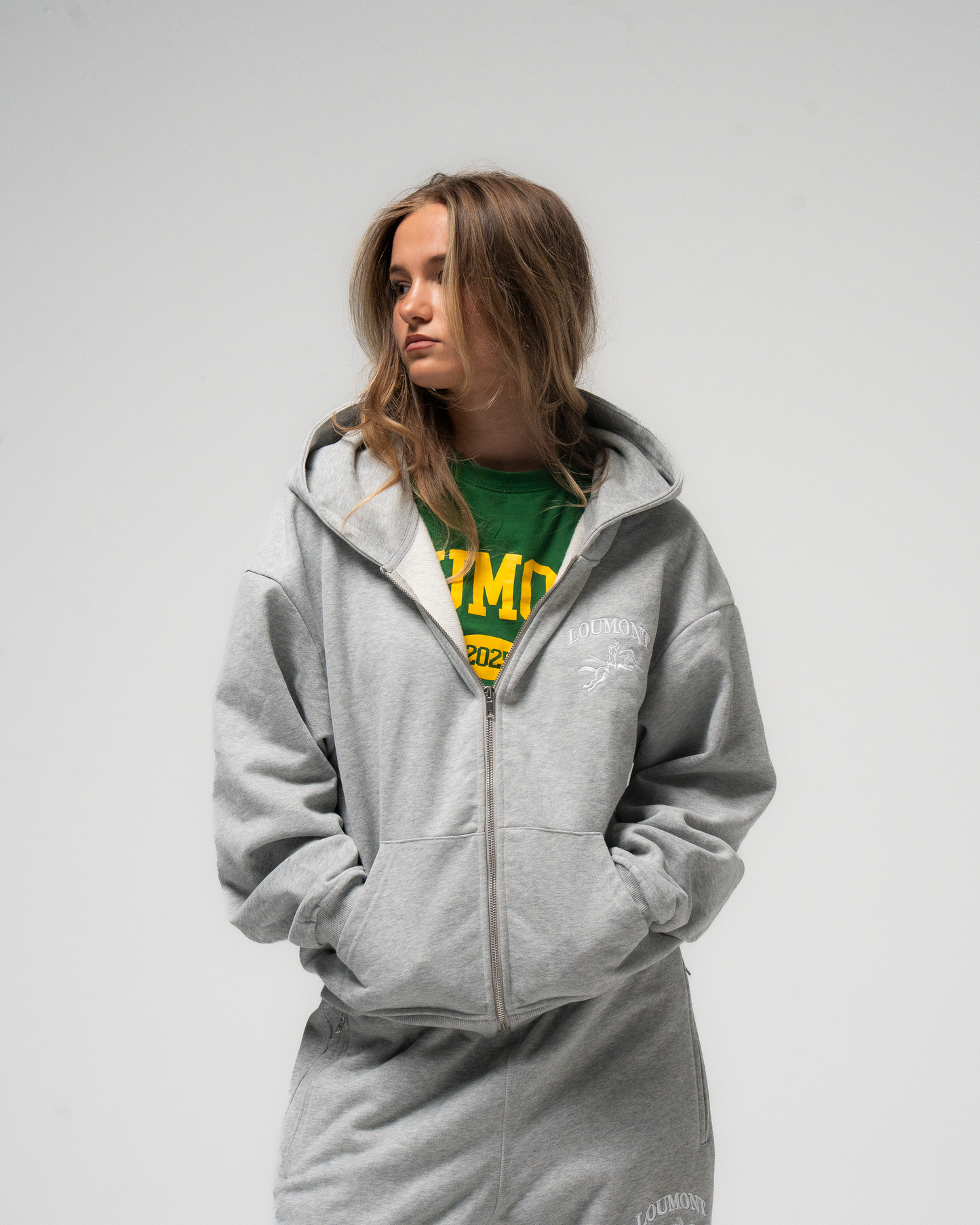 GREY ZIP HOODIE