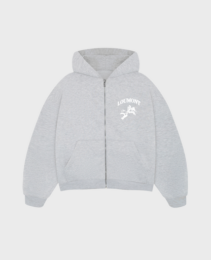 GREY ZIP HOODIE
