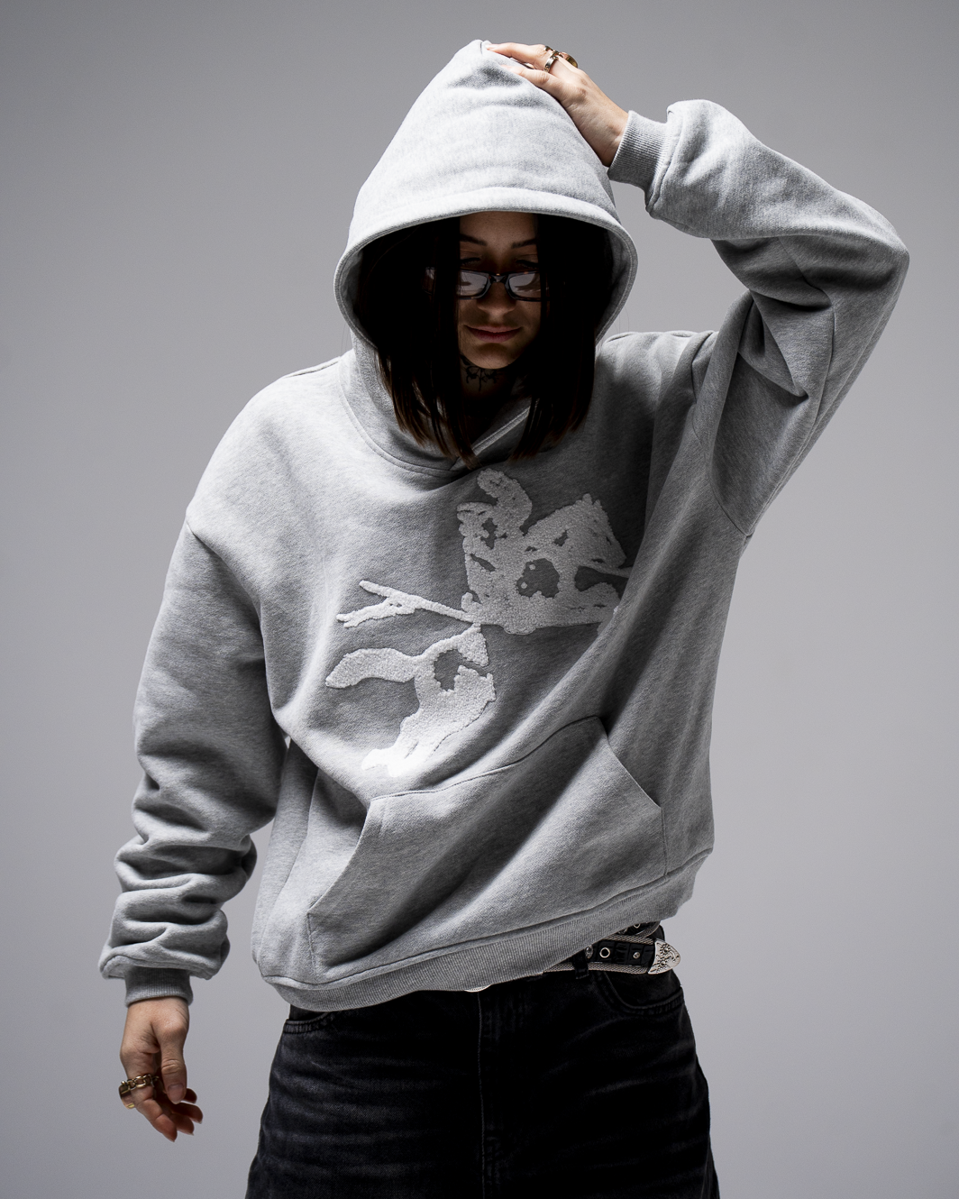 GREY HORSE HOODIE